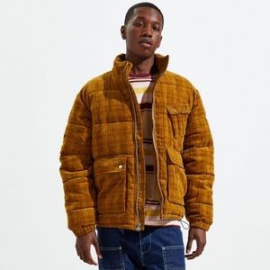 Uo Debossed Corduroy Puffer Jacket 